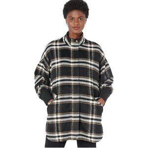 NWT Steve Madden L Plaid Longline Coat With Pockets & Ribbed Cuffs